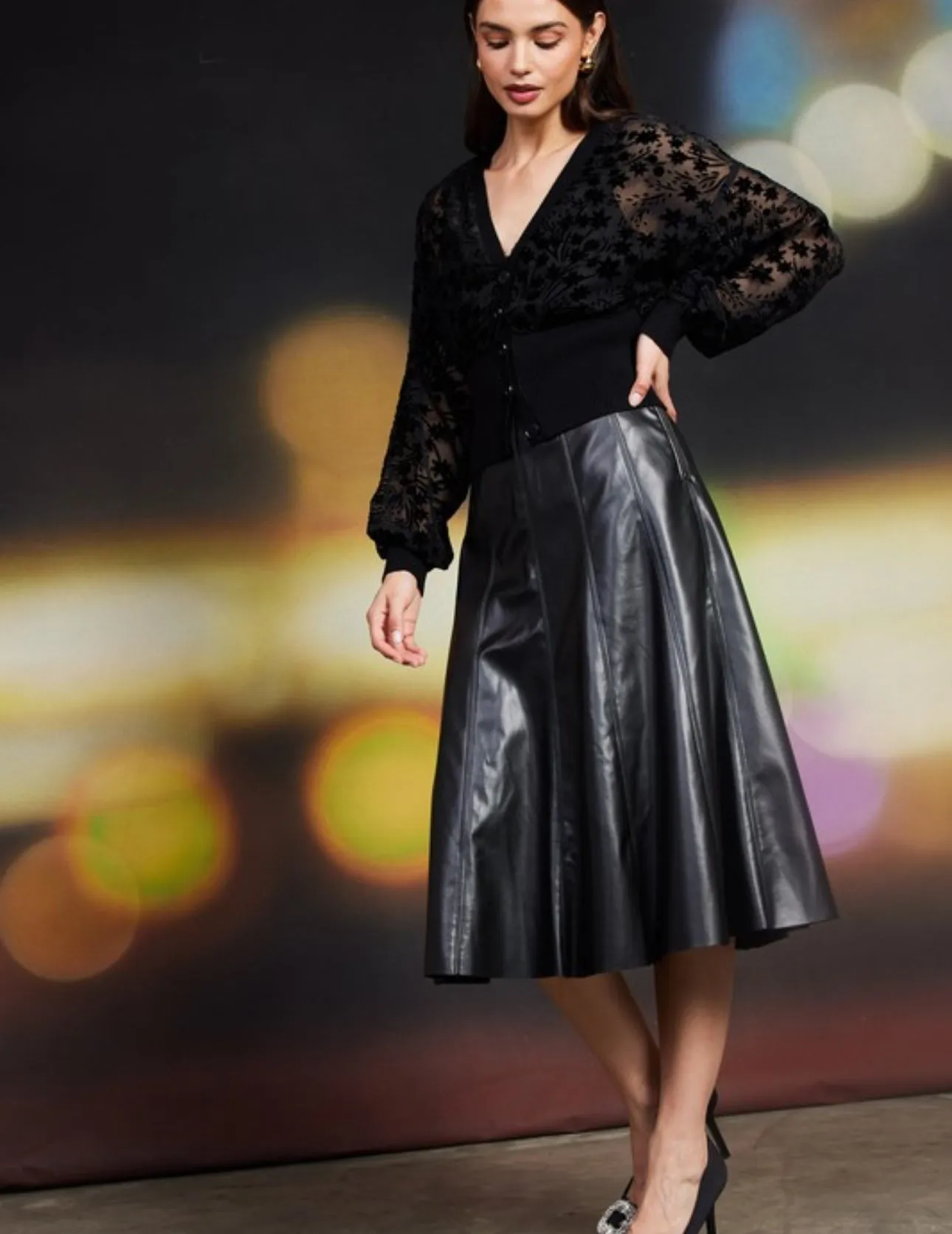 Faux Leather Midi Skirt