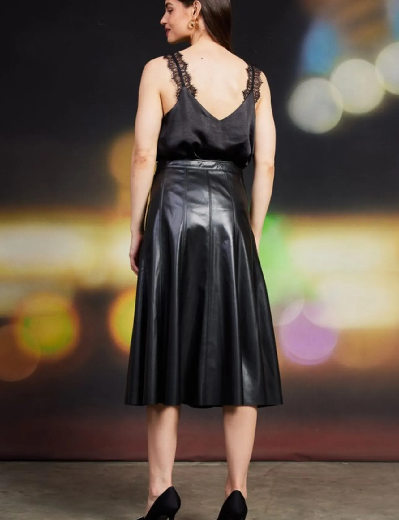 Faux Leather Midi Skirt