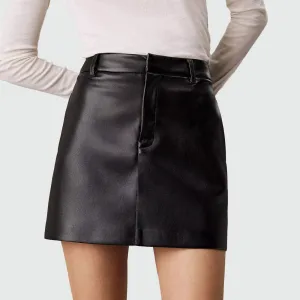 Faux Leather Mini Skirt - Black