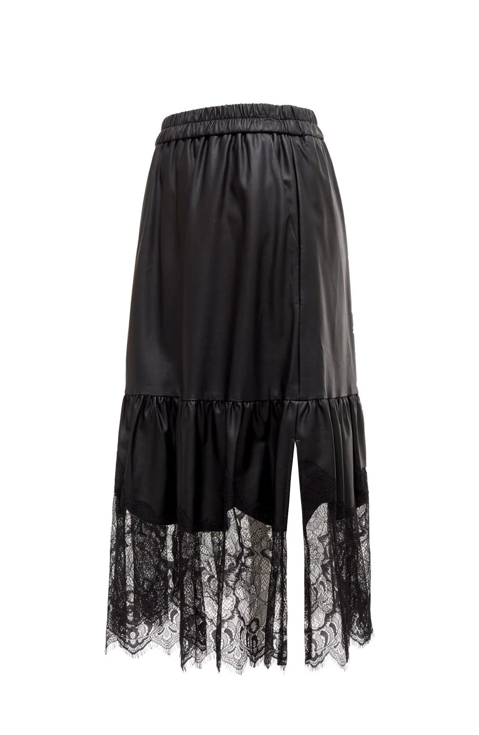 Faux Leather Ruffle Skirt
