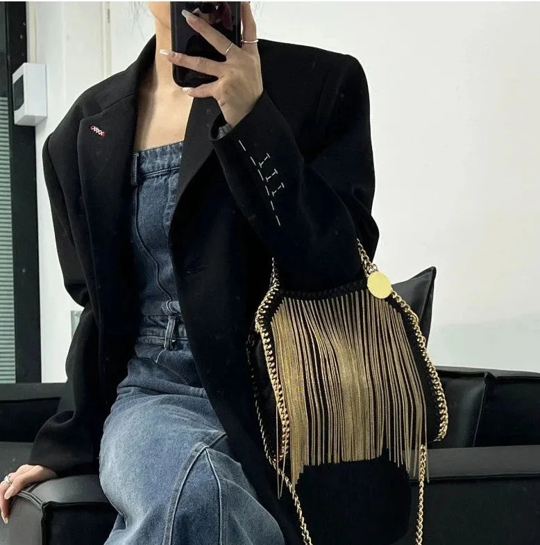 Faux Leather Tassel Bag