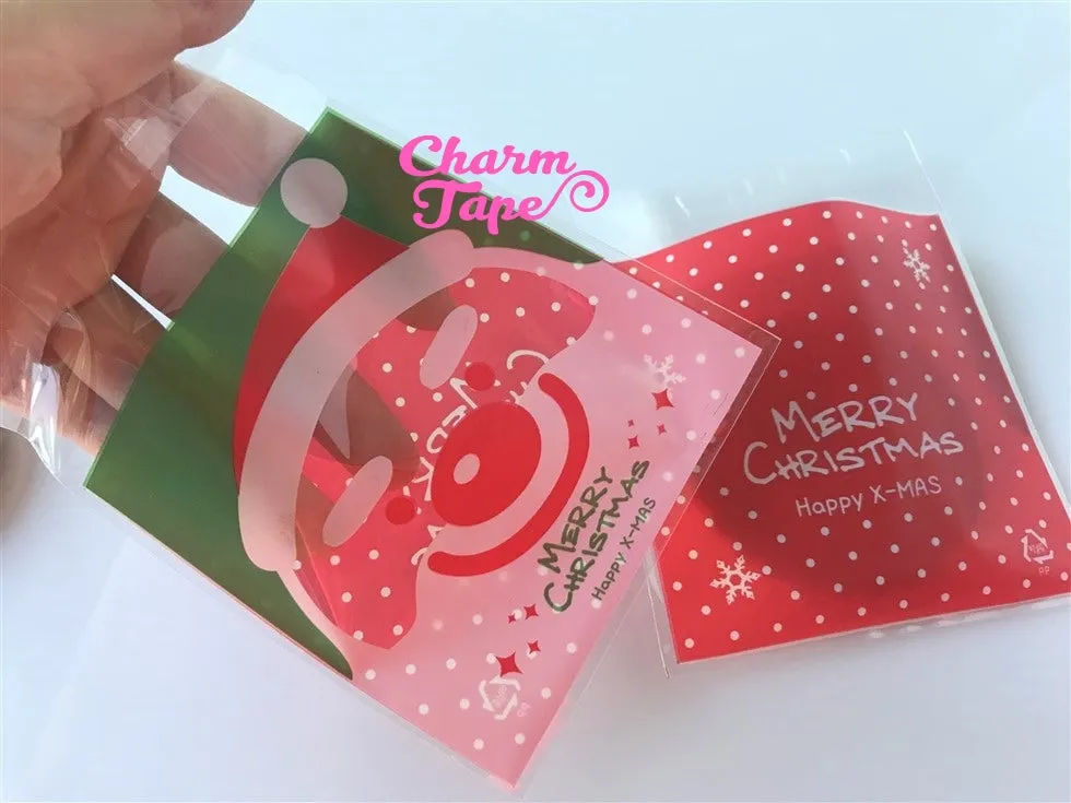Festive Santa Claus Gift Bags Cello Self-adhesive Cookie bags - Favors Bags 20/50/100 bags CB51