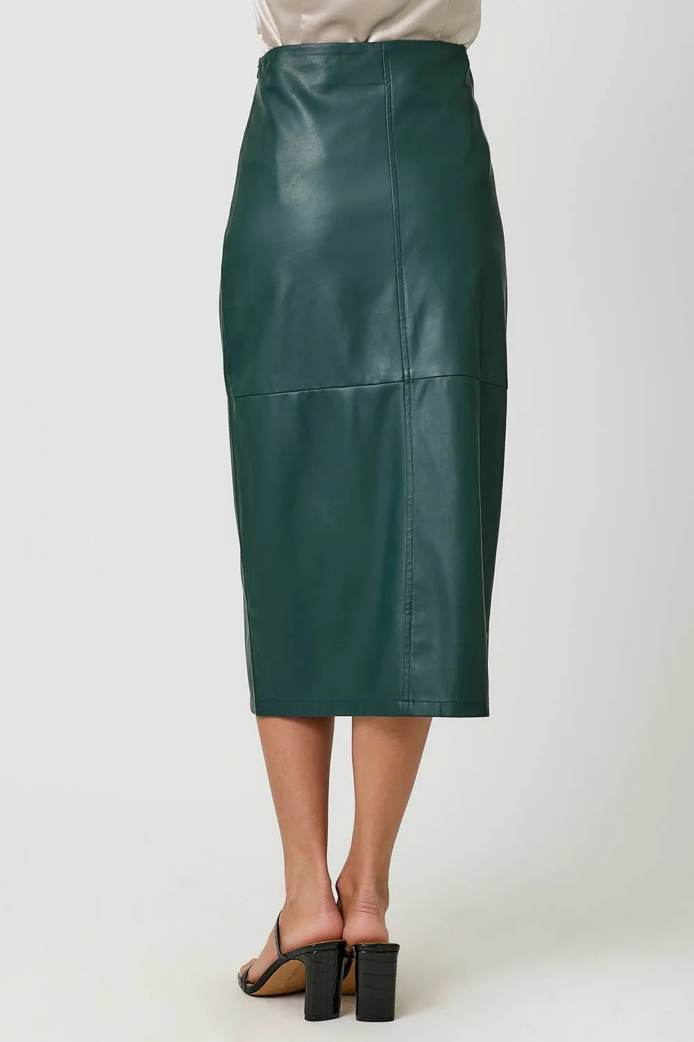 FINAL SALE: Faux Leather Front Midi Skirt