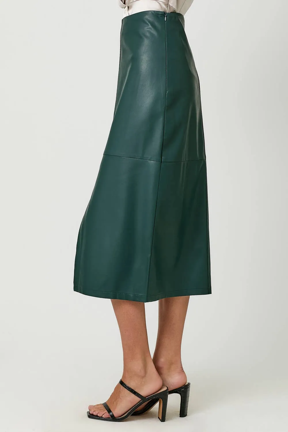 FINAL SALE: Faux Leather Front Midi Skirt