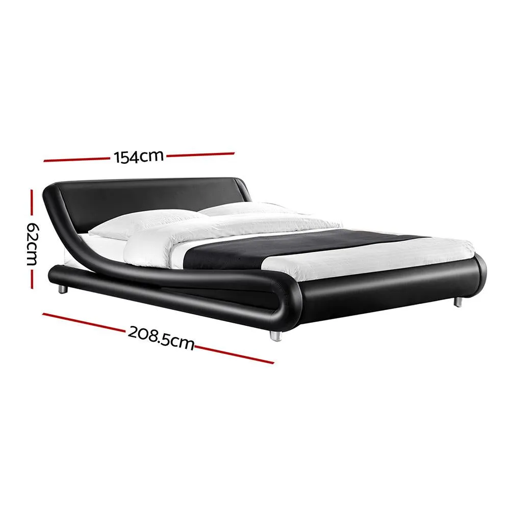 Flio Bed Frame PU Leather - Black Double
