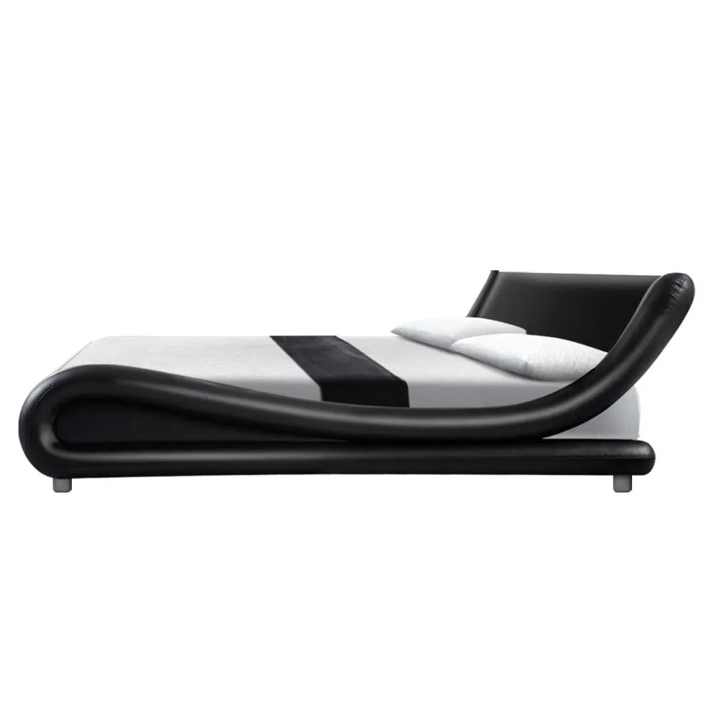 Flio Bed Frame PU Leather - Black Double