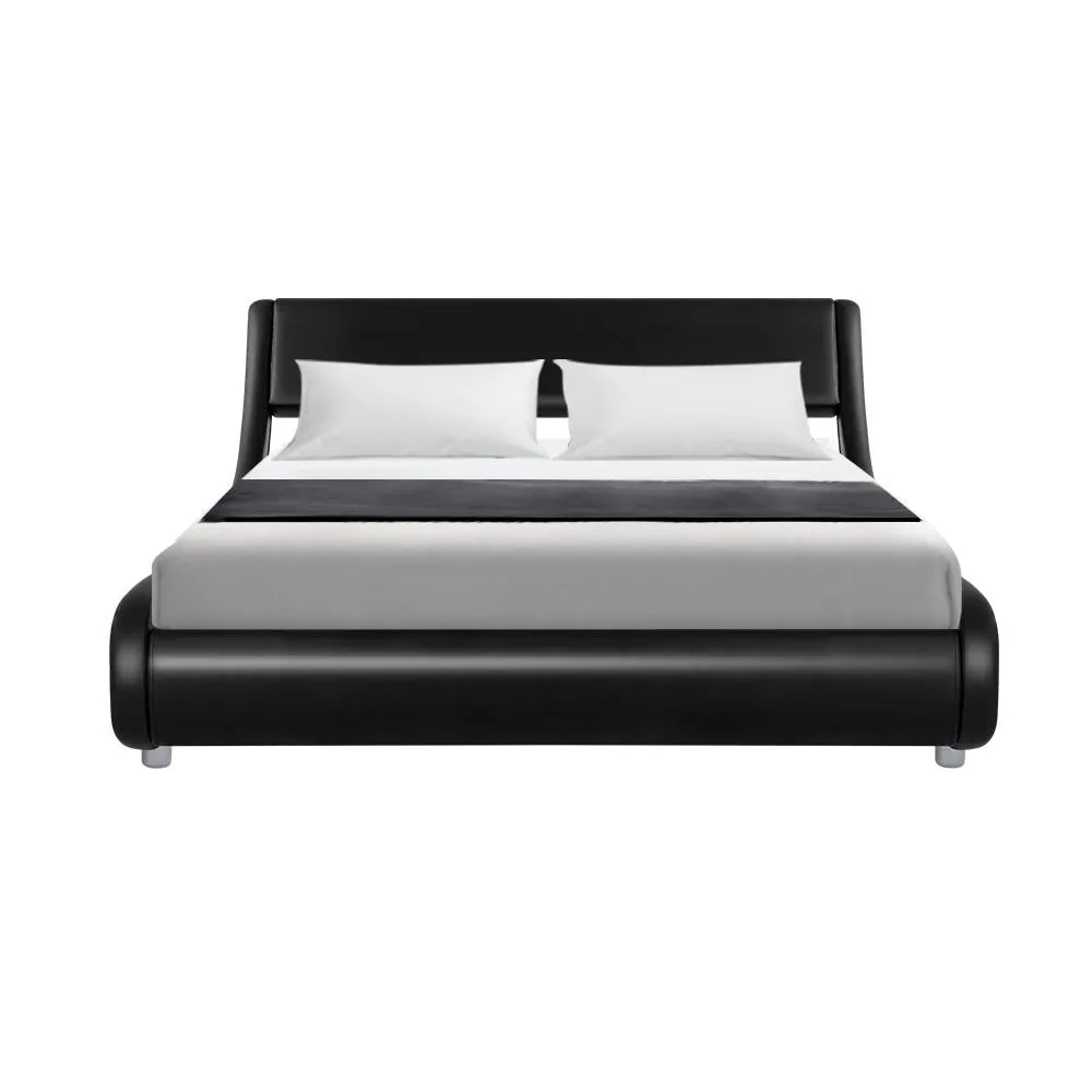 Flio Bed Frame PU Leather - Black Double