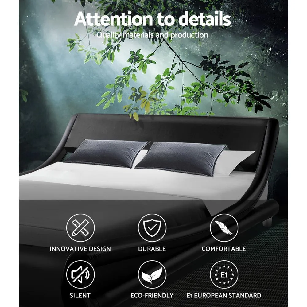 Flio Bed Frame PU Leather - Black Double
