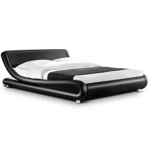 Flio Bed Frame PU Leather - Black Double