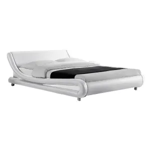Flio Bed Frame PU Leather - White Queen