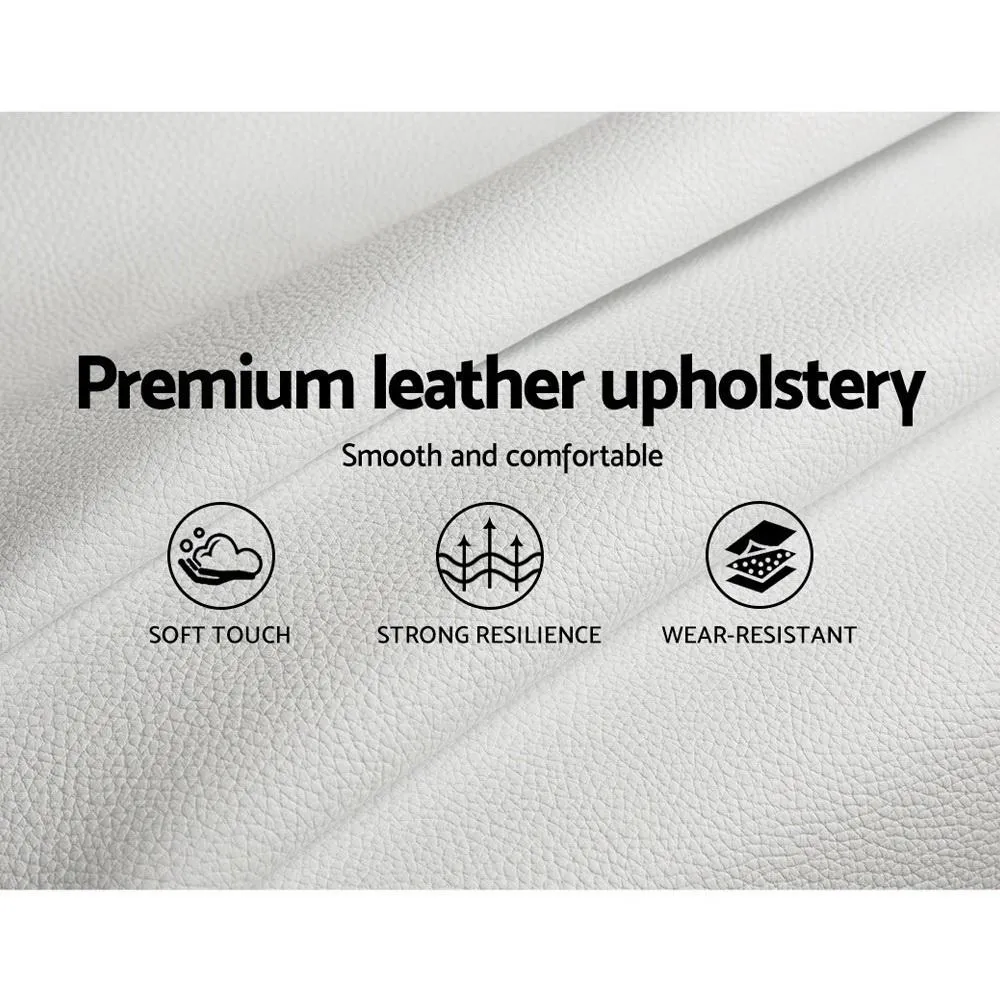 Flio Bed Frame PU Leather - White Queen
