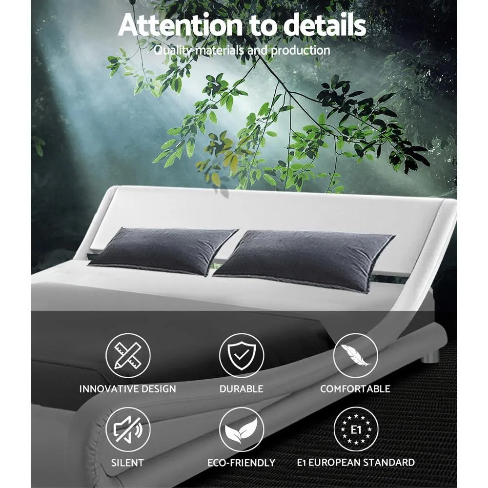 Flio Bed Frame PU Leather - White Queen