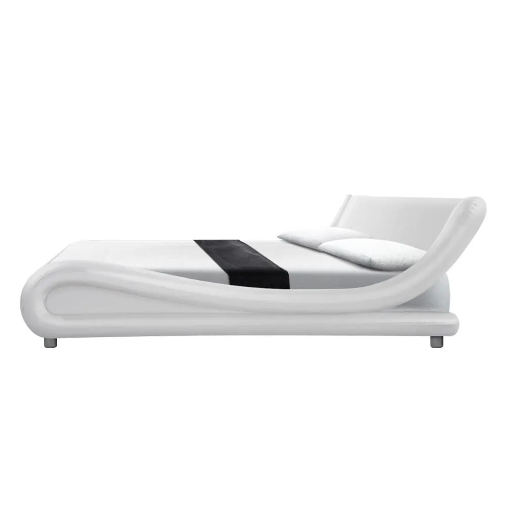 Flio Bed Frame PU Leather - White Queen