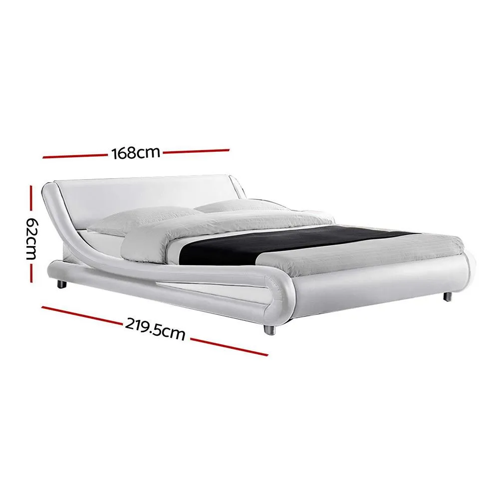 Flio Bed Frame PU Leather - White Queen