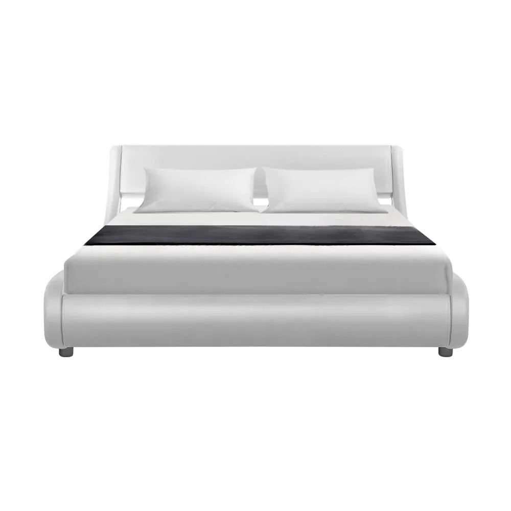 Flio Bed Frame PU Leather - White Queen