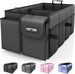 Foldable Trunk Organizer for Car, Fit SUVs & Sedans - Black, 2 Compartments, 21.3"×12.6"×10.6"