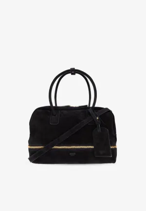 Folding Suede Top Handle Bag