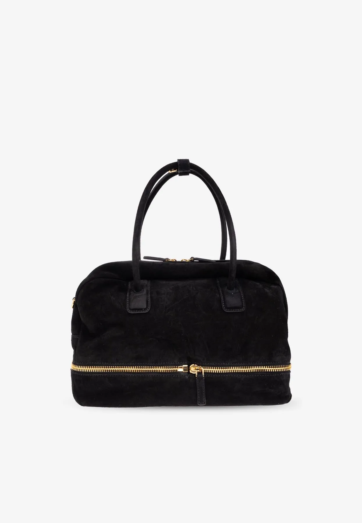 Folding Suede Top Handle Bag