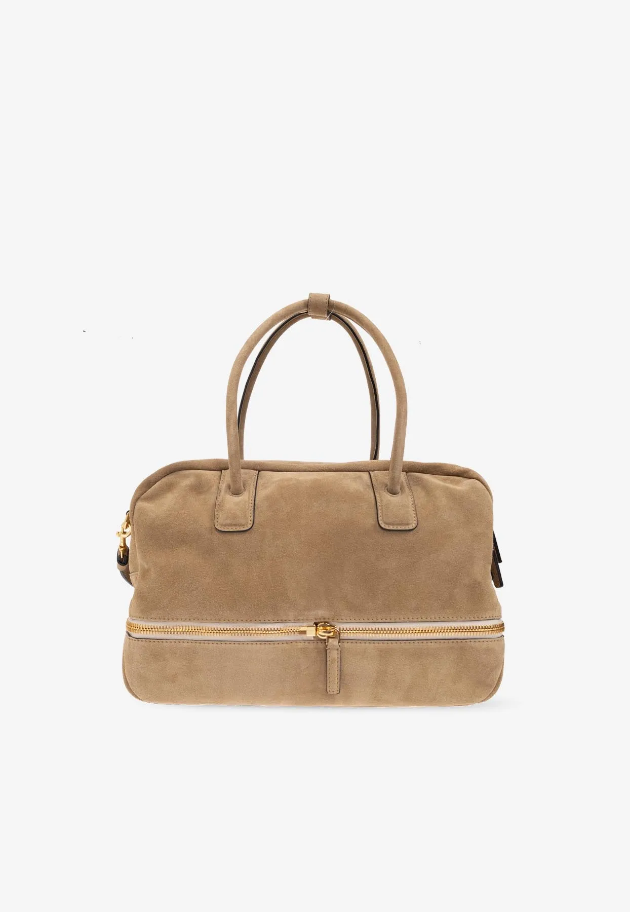 Folding Suede Top Handle Bag
