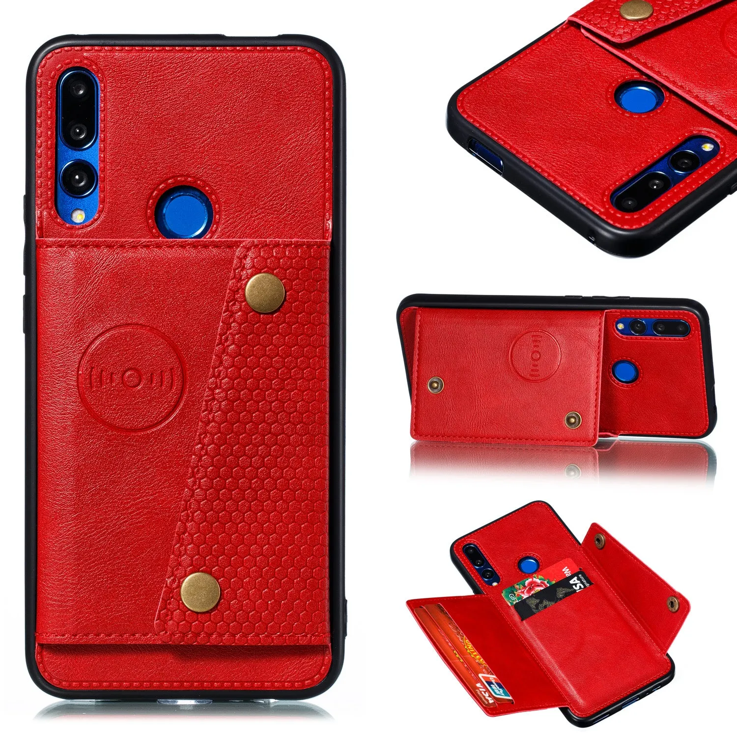 For HUAWEI Y9 prime 2019 PU Leather Shockproof Cell Phone Case Anti-dust Phone Case with Double Buckle Card Slot Pocket  gray