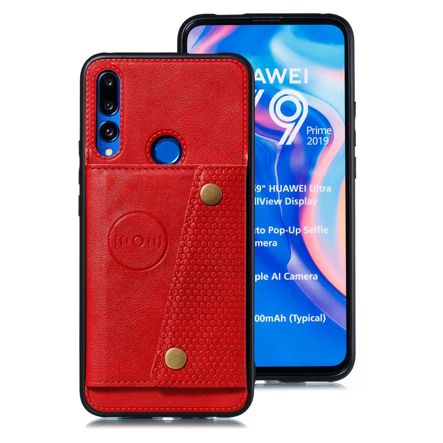 For HUAWEI Y9 prime 2019 PU Leather Shockproof Cell Phone Case Anti-dust Phone Case with Double Buckle Card Slot Pocket  gray