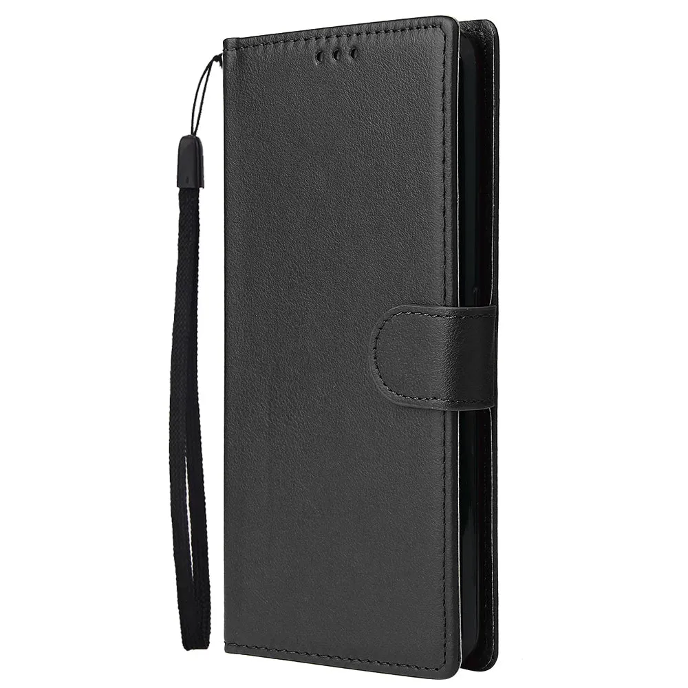For Oppo A9 2020/Reno 2Z Cellphone Shell PU Leather Mobile Phone Cover Stand Available Anti-drop Elegant Smartphone Case Black