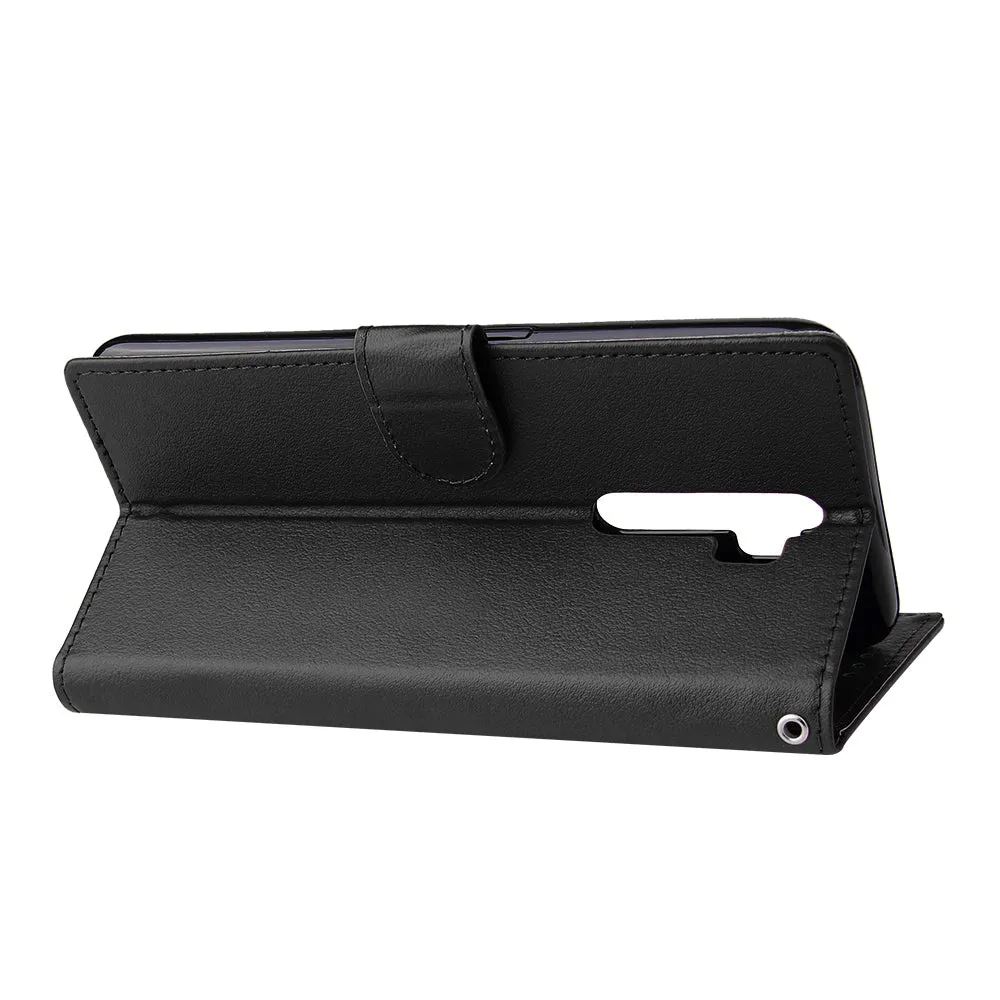 For Oppo A9 2020/Reno 2Z Cellphone Shell PU Leather Mobile Phone Cover Stand Available Anti-drop Elegant Smartphone Case Black