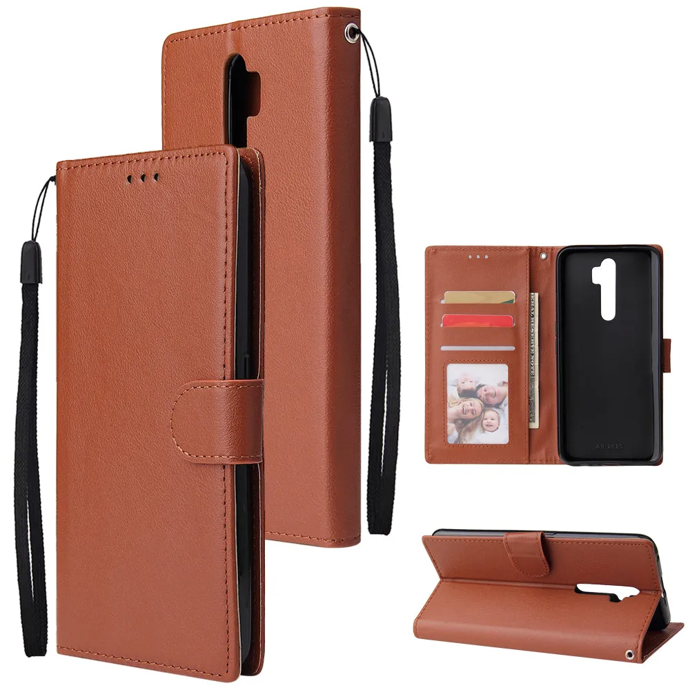 For Oppo A9 2020/Reno 2Z Cellphone Shell PU Leather Mobile Phone Cover Stand Available Anti-drop Elegant Smartphone Case Gold