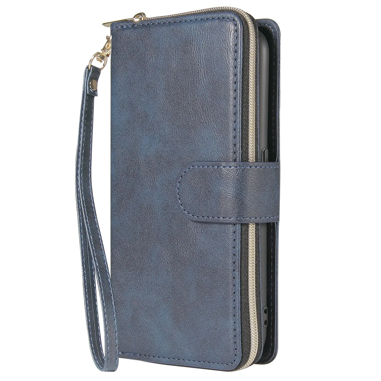 For Samsung A01/A21/A31/A41/A51 Pu Leather  Mobile Phone Cover Zipper Card Bag   Wrist Strap Rose gold