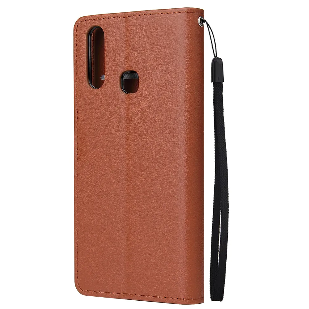 For VIVO Y17 Cellphone Cover PU Leather Shell All-round Protection Mobile Phone Case Precise Cutout Wallet Design Stand Function Red