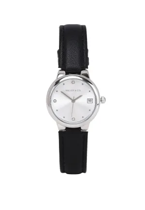 Freja Silver Leather Analog Watches (Black)