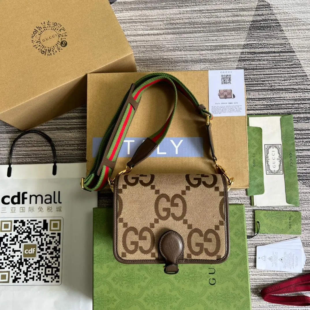 gg Ophidia Mini Jumbo gg Bag Camel And Ebony Jumbo gg Canvas  For Men 4.7in/12cm gg 