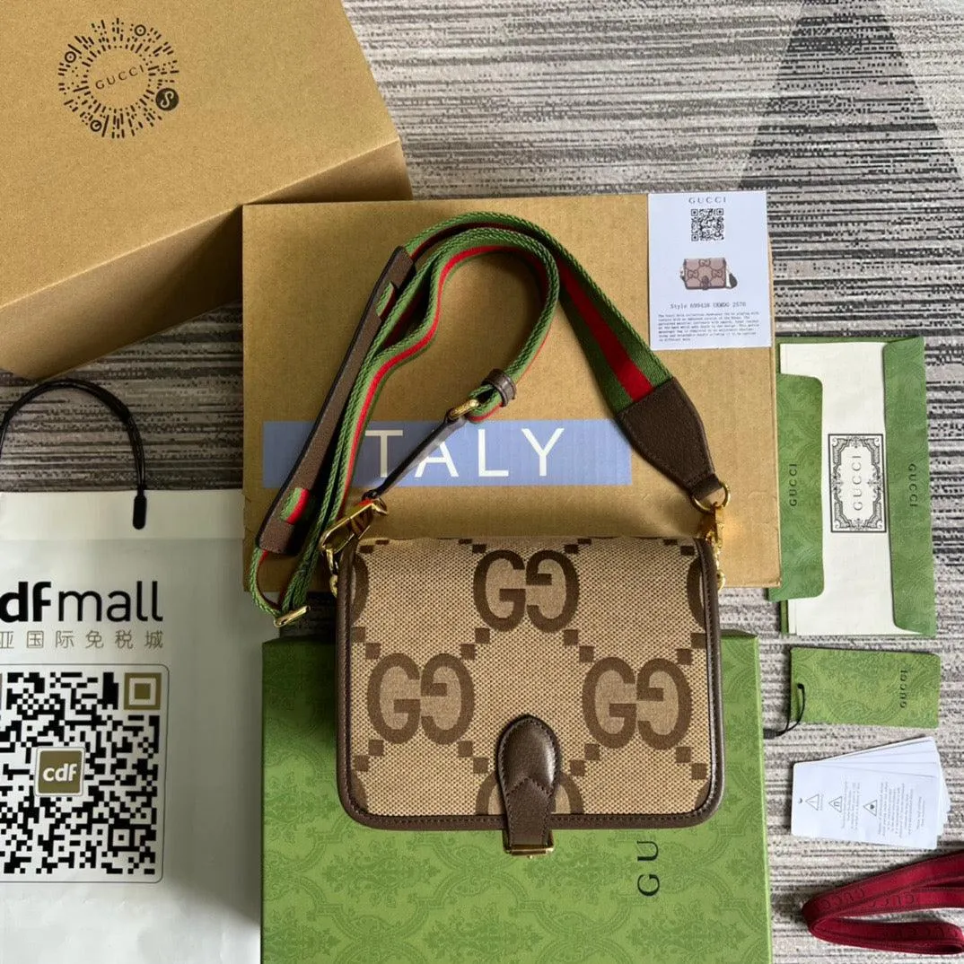 gg Ophidia Mini Jumbo gg Bag Camel And Ebony Jumbo gg Canvas  For Men 4.7in/12cm gg 