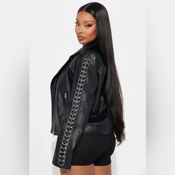 Going In Circles Faux Leather Jacket - Black