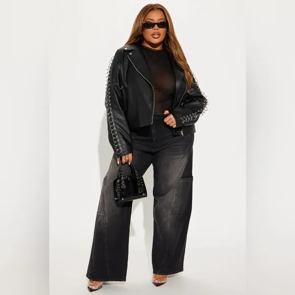 Going In Circles Faux Leather Jacket - Black
