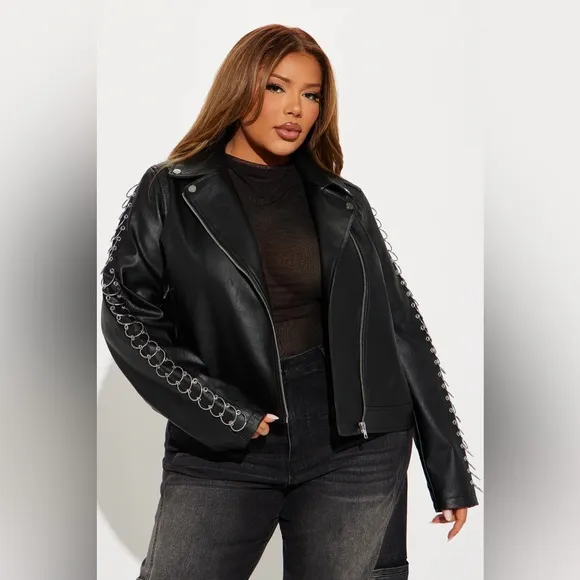 Going In Circles Faux Leather Jacket - Black