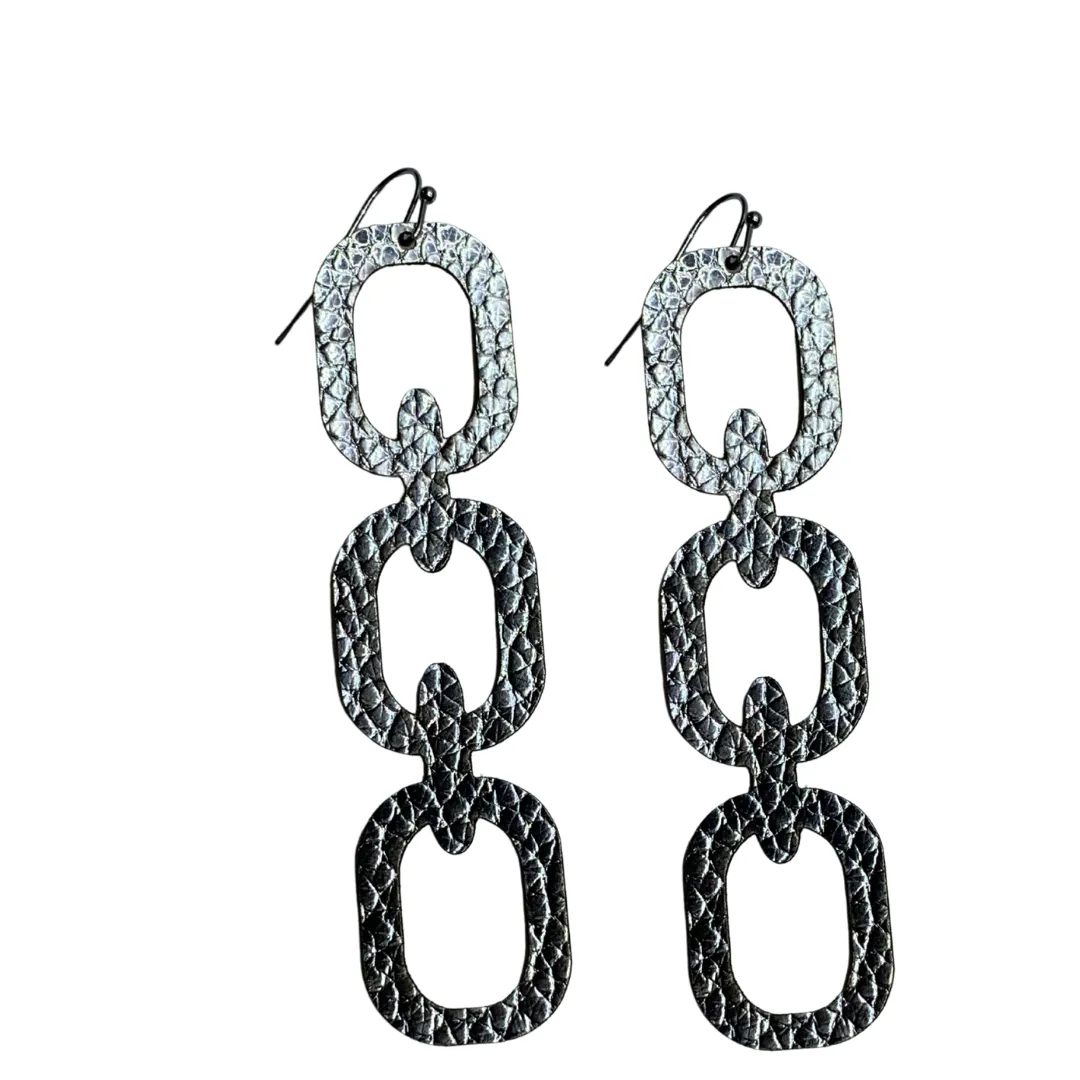 Gold Three Link Earrings