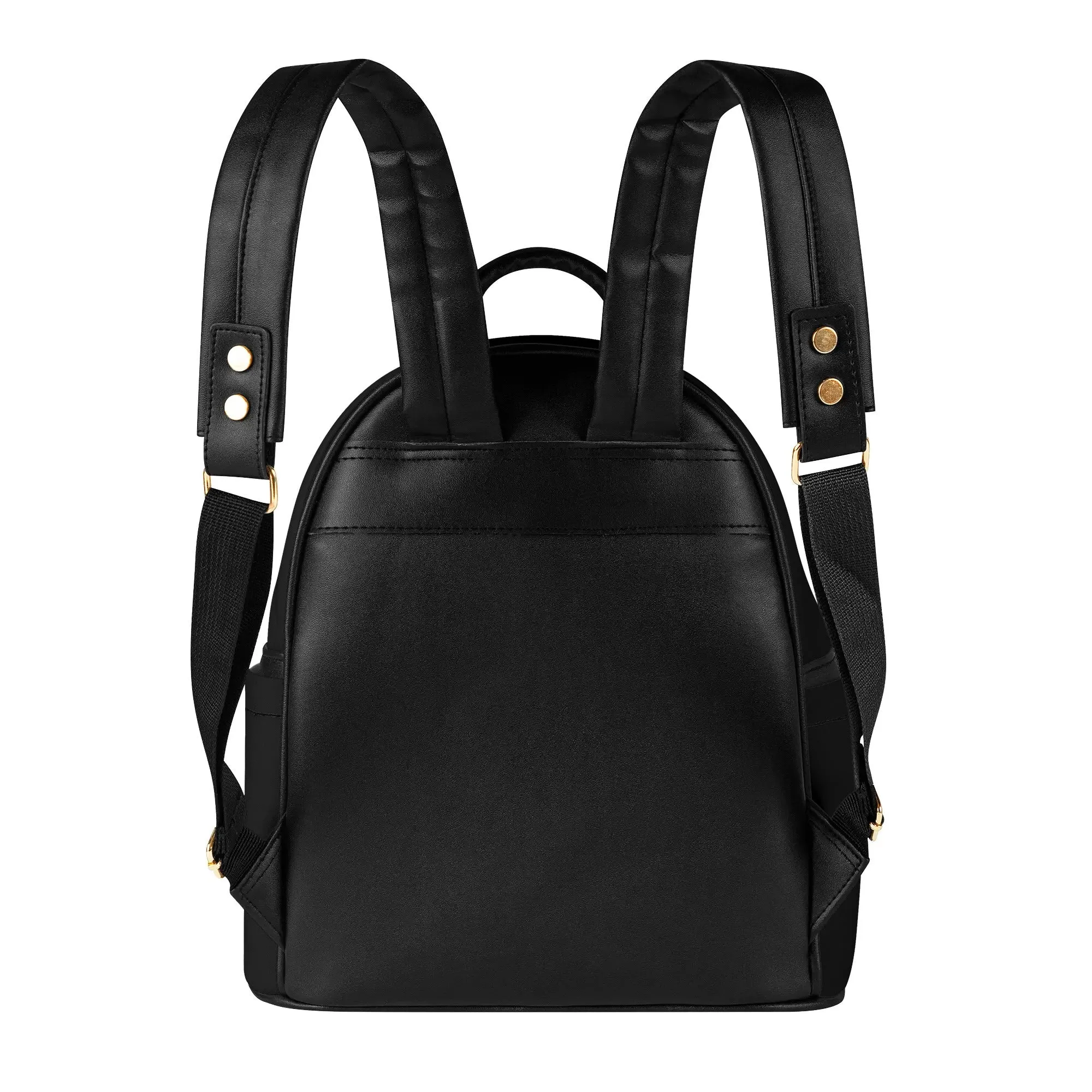Gothic Pink & Black Plaid with Posing Skeleton Graphic PU Leather Mini-Backpack