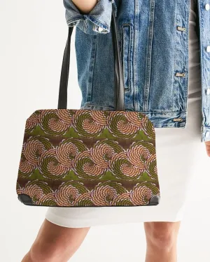 Green Brown Flower African print Shoulder Bag
