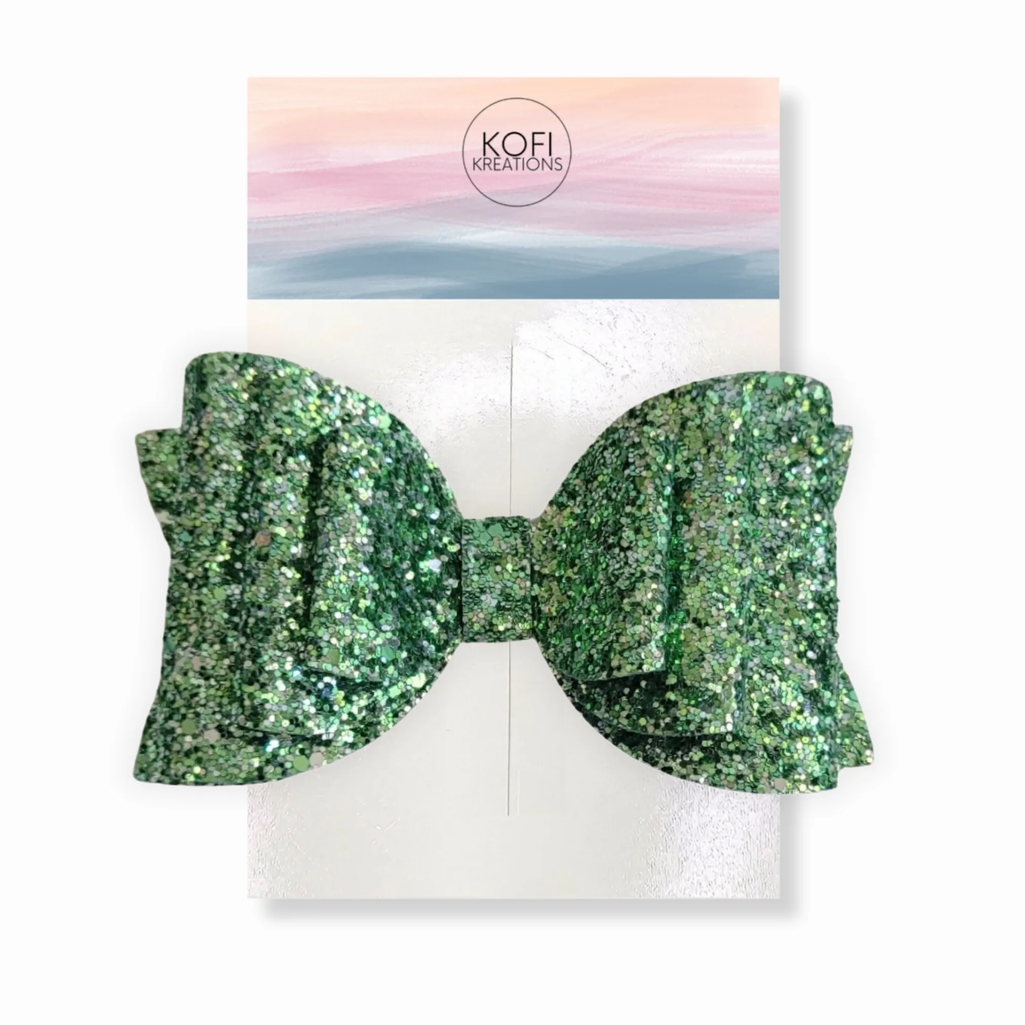 Green Josie Glitter Hair Bow