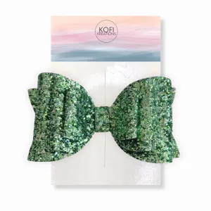 Green Josie Glitter Hair Bow