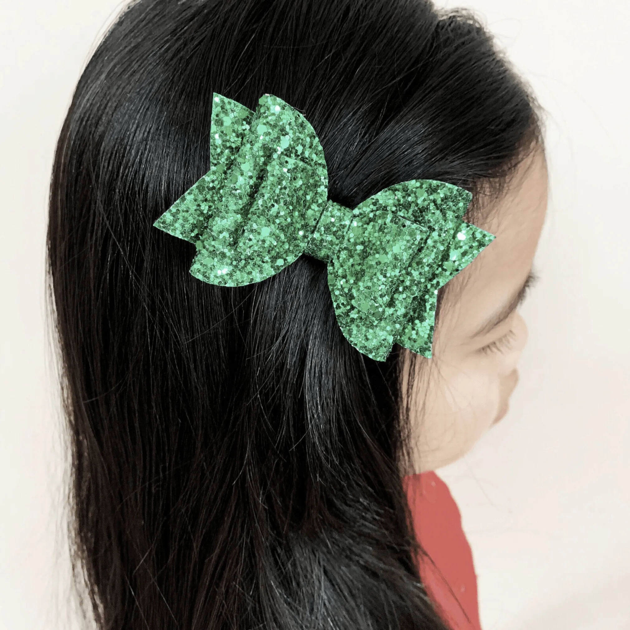Green Josie Glitter Hair Bow