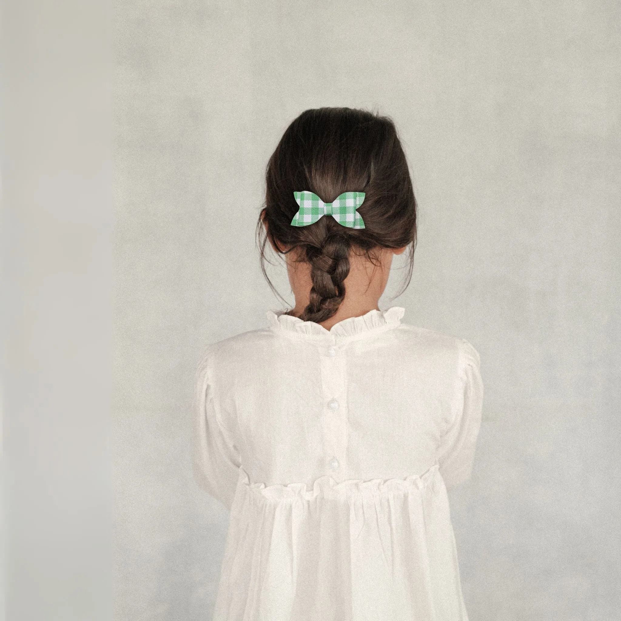 Green Plaid Faux Leather Hair Bows