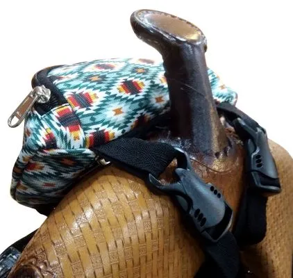 Green Tone Aztec Print Insulated Nylon Saddle Pouch