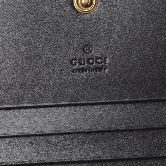 Gucci Guccissima Crystal Cat Card Case in Black