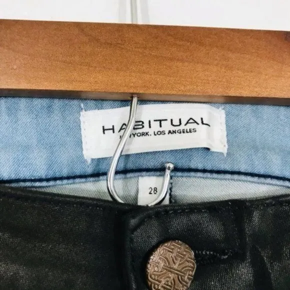 HABITUAL Denim Faux Leather Coated Skinny‎ Jeans, 28 - NWT