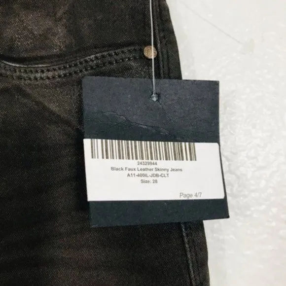 HABITUAL Denim Faux Leather Coated Skinny‎ Jeans, 28 - NWT