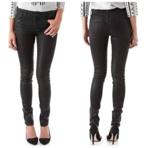 HABITUAL Denim Faux Leather Coated Skinny‎ Jeans, 28 - NWT