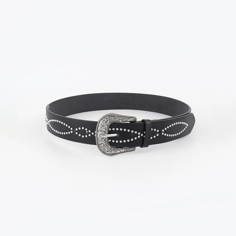 Hazel Blues® |  PU Leather Rhinestone Belt