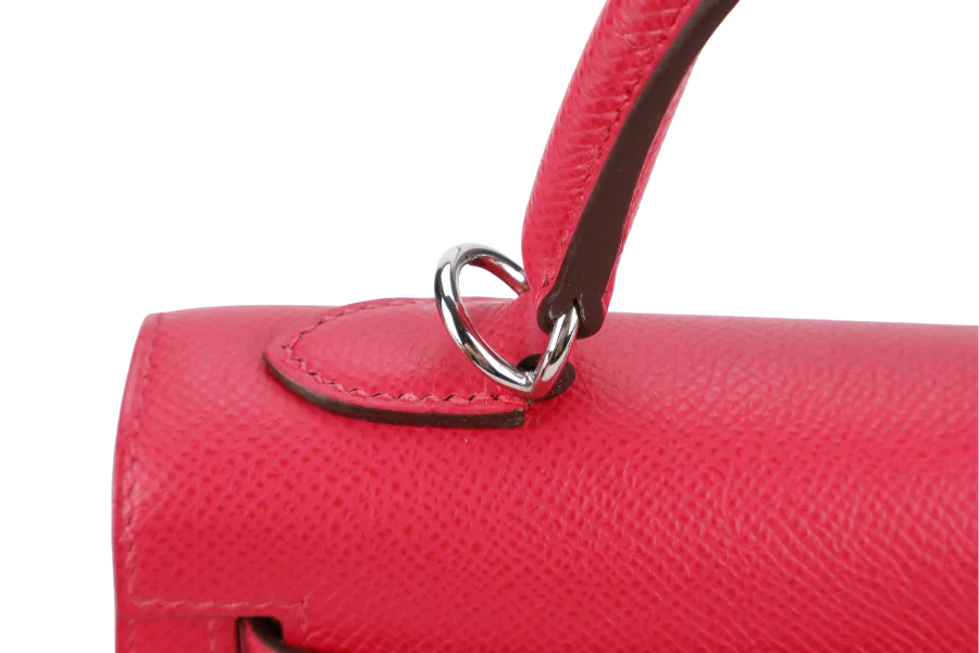 HERMES KELLY 25 SELLIER ROSE EXTREME EPSOM SILVER HARDWARE STAMP D (2020) WITH DUST COVER, LOCK & KEYS, STRAPS AND RAINCOAT